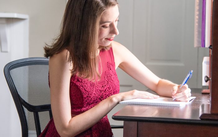 Insecure overachiever, Caroline writing