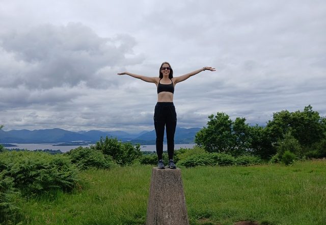 What should I do with my life, Caroline atop hill in Scotland
